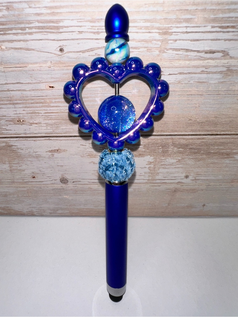 STYLUS PEN - Blue Heart-Topped Decorative